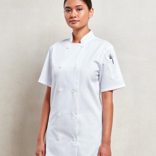 Women's short sleeve chef's jacket Thumbnail